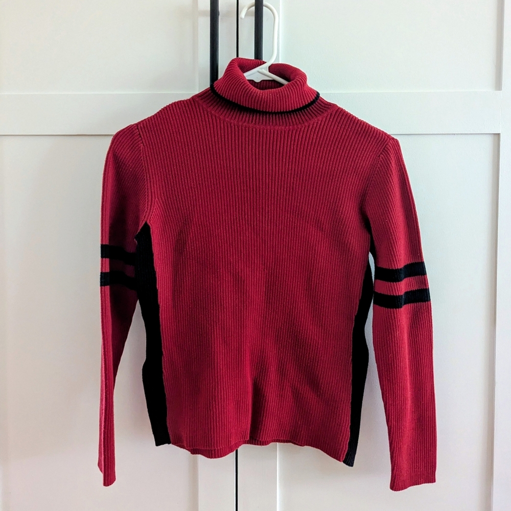 90s Vibe Ribbed Red Turtleneck Sweater